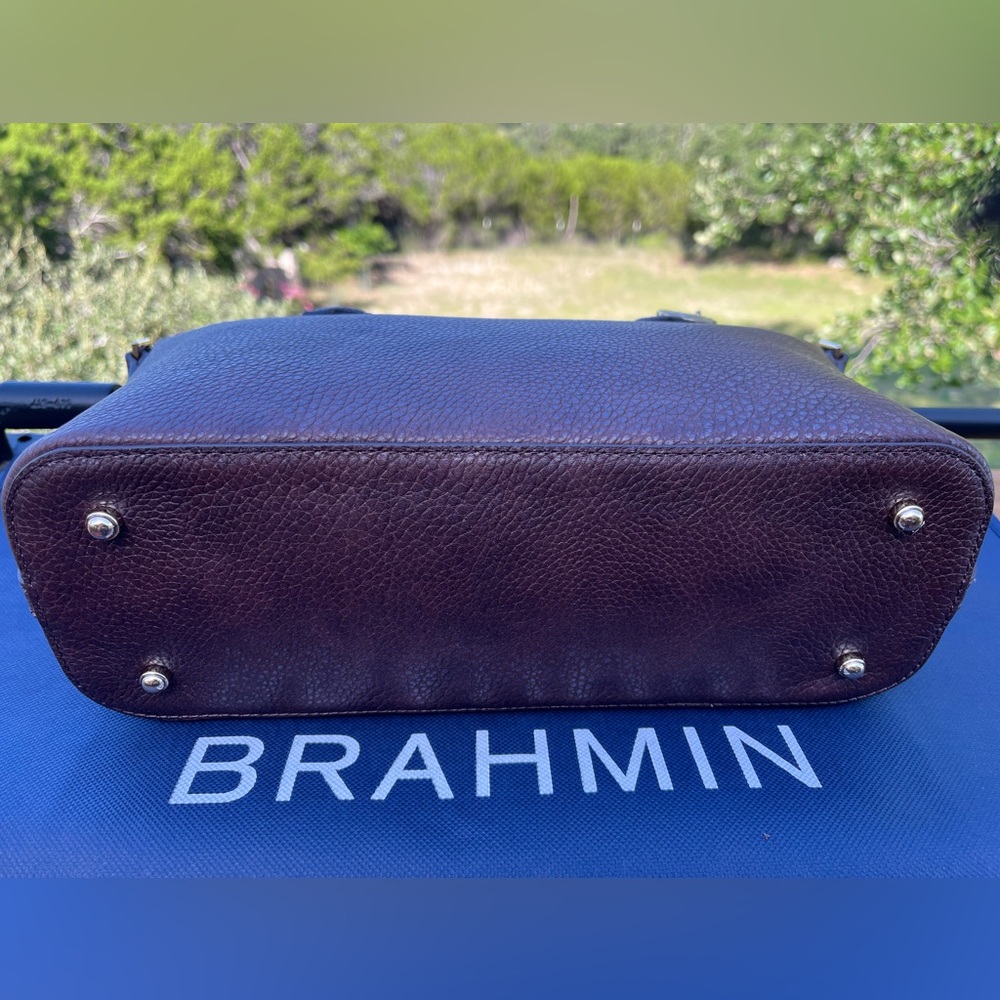 NWT Brahmin Mini-Asher Dark Brown Pebbled Leather Satchel Crossbody - Picture 4 of 13